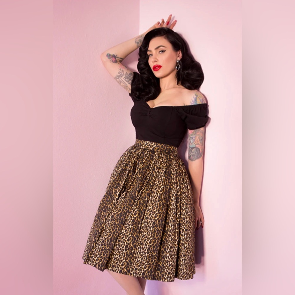 Vixen by Micheline Pitt Leopard Swing Skirt